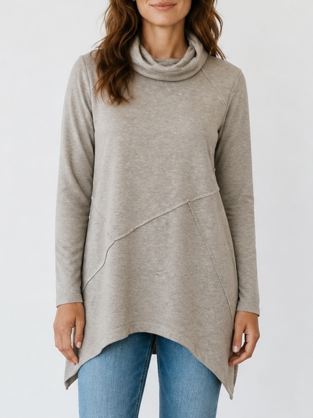 LOGO By Lori Goldstein Boho Turtleneck Oversized Sweater